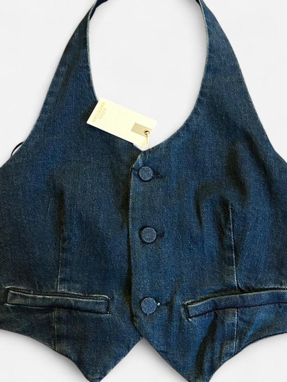 NWT Good American Halter Denim Vest